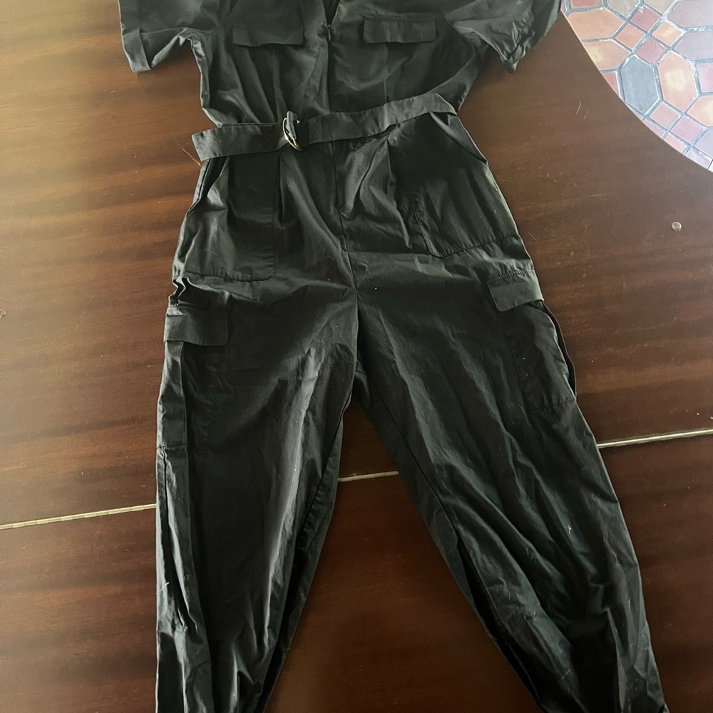 Zara Black Cargo Jumpsuit